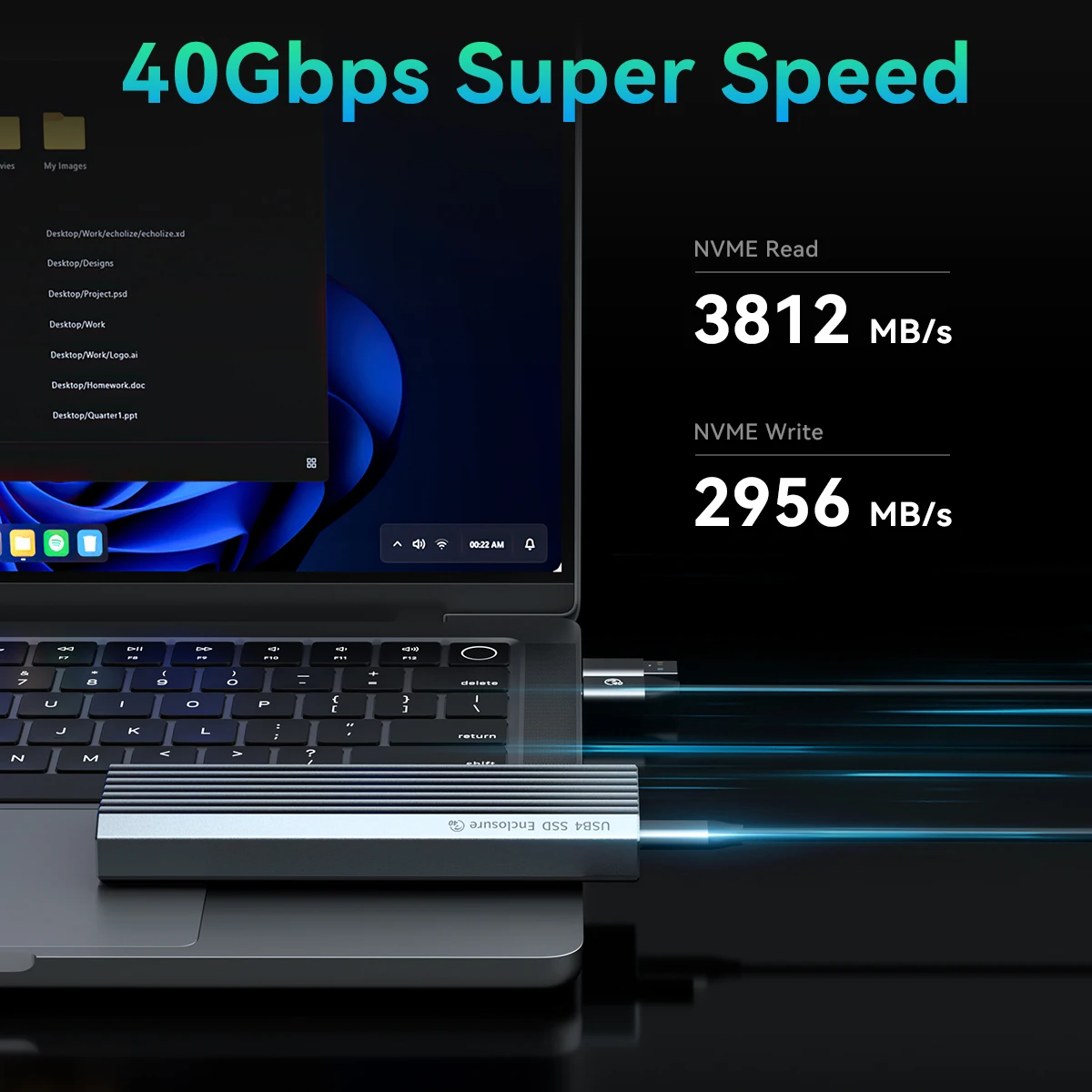 Yottamaster-carcasa de disco duro USB 4 M.2 SSD, caja externa de alta velocidad de 40gbps, carcasa de disco de estado sólido, caja de almacenamiento para PC y portátil - imagen 2