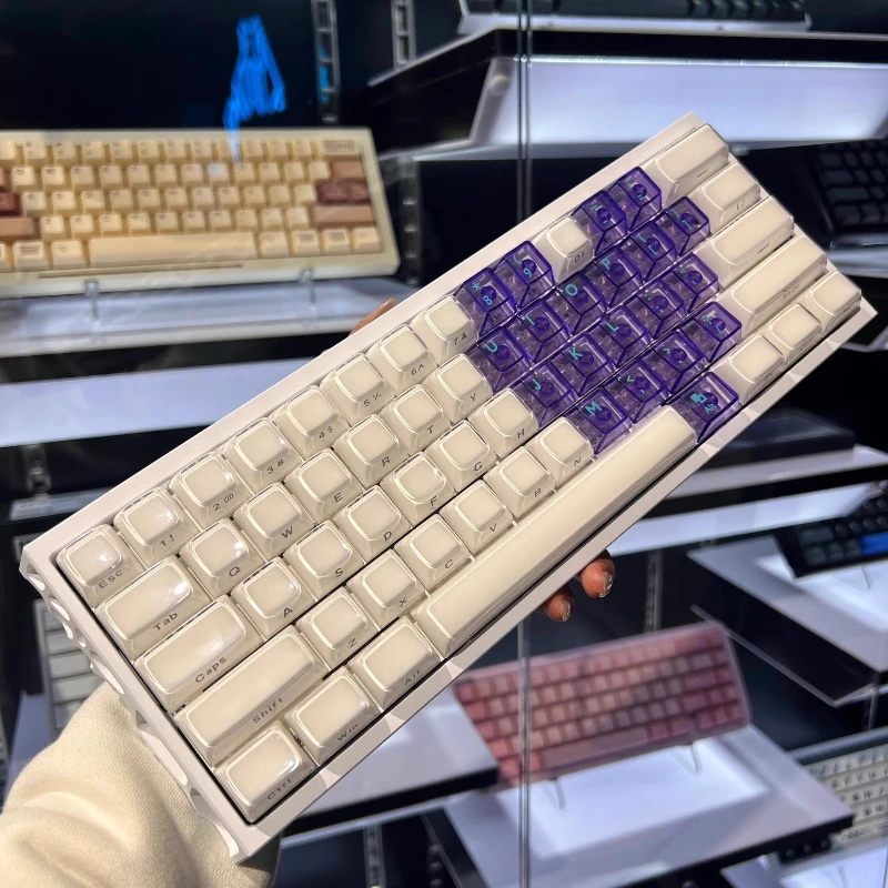 Teclas talladas laterales de gelatina de cristal personalizadas PBT PC + ABS tapa de llave de perfil de cereza bonitas tapas de teclas de punto de combinación transparente