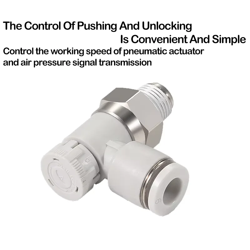 Conector neumático, válvula de acelerador de cilindro, bloqueo de empuje, conector PTL, PTL4-01A-M/6-01A, válvula de Control de velocidad neumática - imagen 4