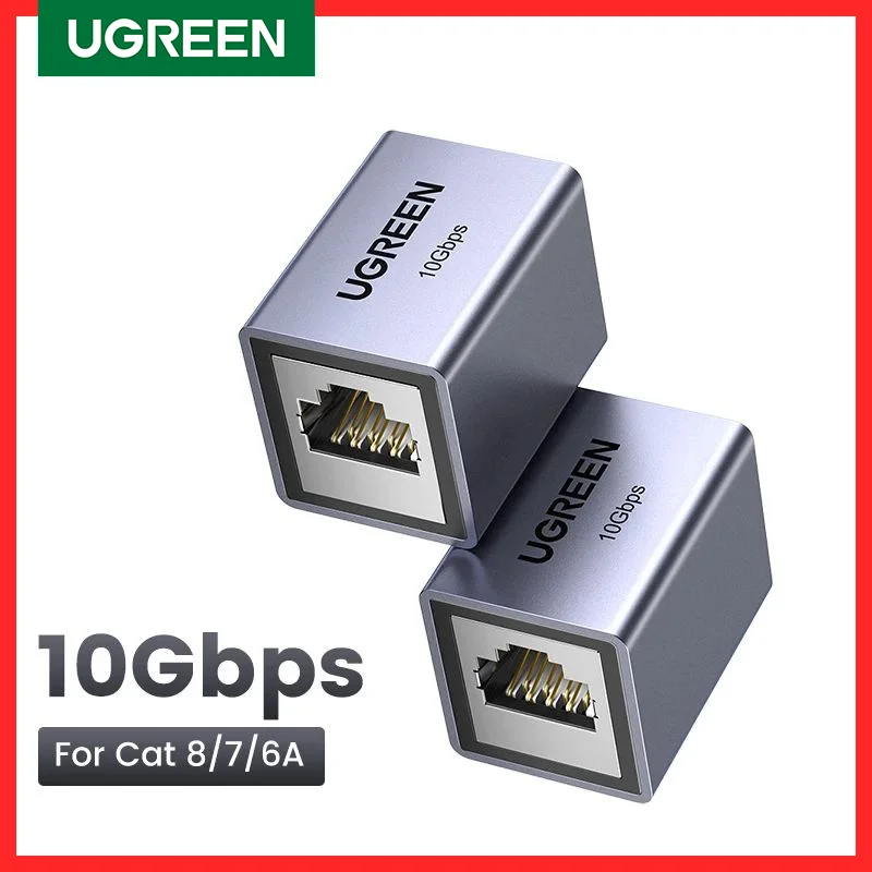 UGREEN-extensor de red RJ45, adaptador de Cable Ethernet de 10gbps para Cat8 Cat7 Cat6, Gigabit hembra a hembra