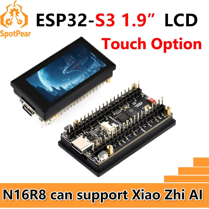 Placa de desarrollo ESP32 S3 N16R8 pantalla LCD de 1,9 pulgadas pantalla táctil de 1,9 pulgadas 170 × 320 puerto SD RGB LED QMI8658 6 ejes ST7789 CST816