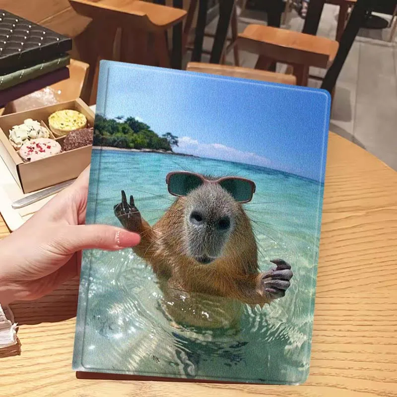Cool Cute Capybara creativo para iPad Pro Mini 1 2 3 4 5 6 7 7ta generación 12,9 10,5 13 11 7,9 8,3 M4 pulgadas funda para tableta - imagen 5