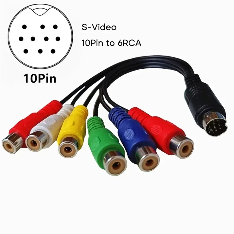 Cable componente macho S-Video de 10 pines a hembra RGB 6 RCA 10 pines Din S-Video 30cm para PC HDTV Cable componente RGB - imagen 2