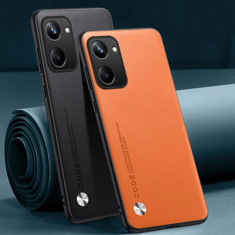 Funda de cuero PU de lujo para Realme 10 4G, funda trasera de silicona mate a prueba de golpes, funda de teléfono de protección completa para Realme10 4G