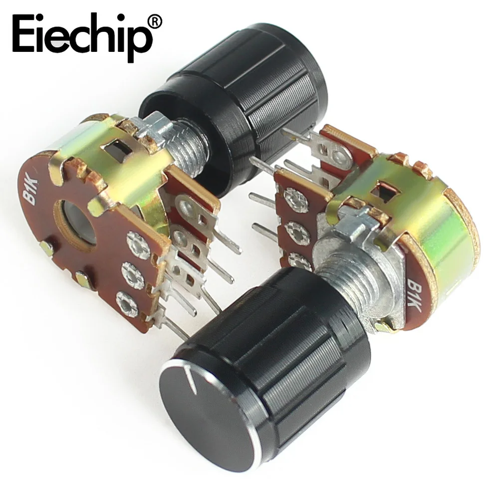 Kit de potenciómetro WH148, tapas de perilla negras, 15MM, 6 pines, 1K, 2K, 5K, 10K, 20K, 50K, 100K, 250K, 1M, 15x17mm, 5 unidades por juego - imagen 5