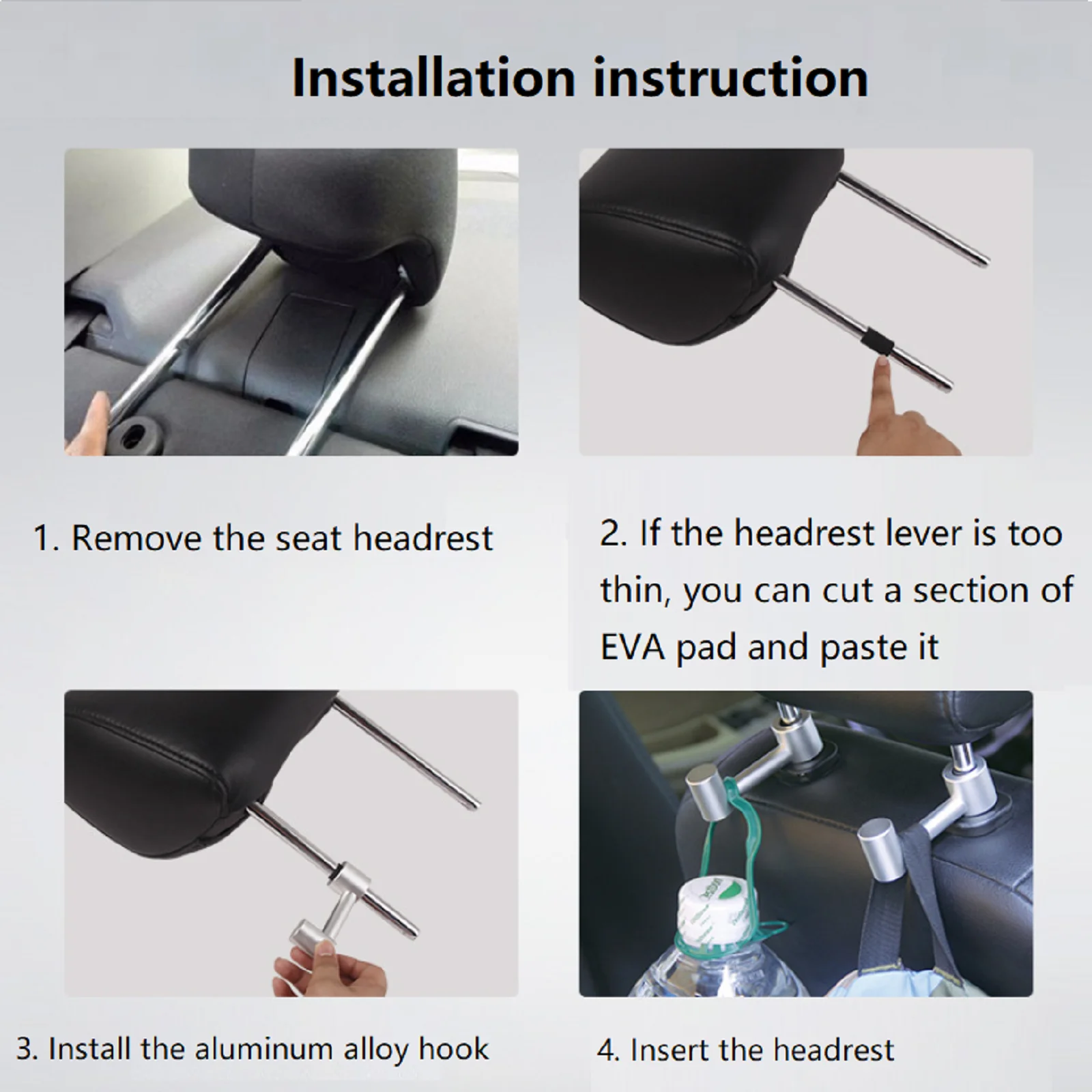 Gancho de aleación de aluminio para reposacabezas de asiento de coche, organizador de asiento trasero automático, soporte de almacenamiento para bolso, monedero, bolsas, artículos diversos de ropa - imagen 4