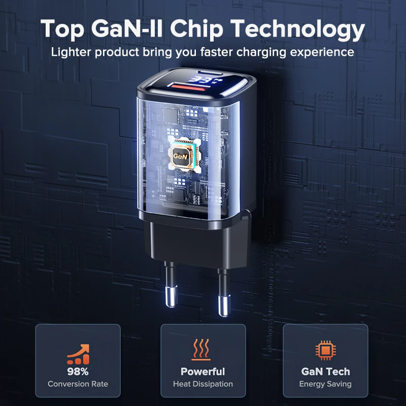 QOOVI 33W GaN cargador USB tipo C adaptador de carga rápida carga rápida QC3.0 PD USB-C cargador de pared para iPhone Samsung Xiaomi iPad - imagen 5