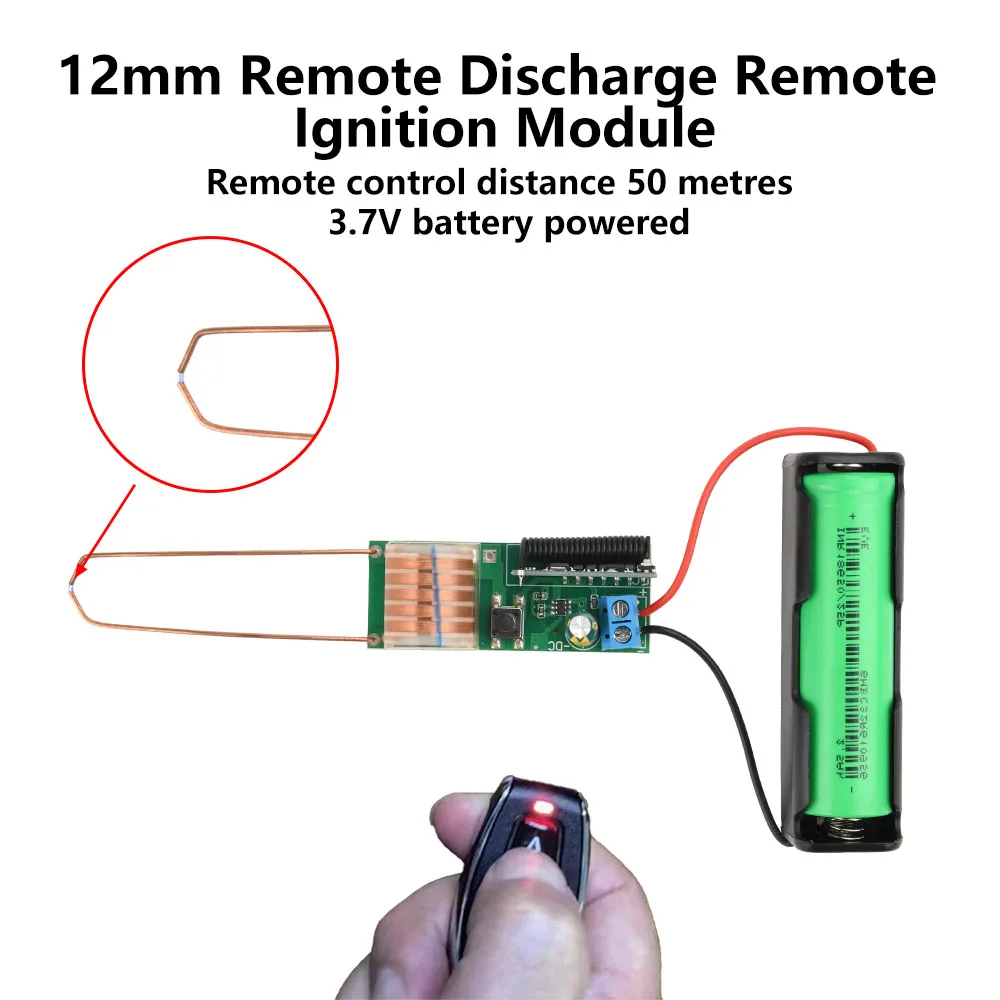 Módulo de encendido de Control remoto DC 3,4-4,2 V generador de alto voltaje inversor Boost Spark Arc módulo de bobina de encendido para encendedor - imagen 5