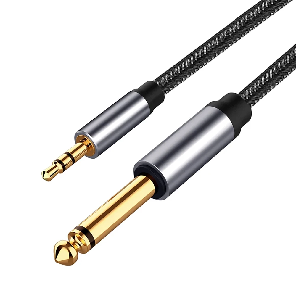 Adaptador auxiliar TRS de 1,5 M, 6,35mm, 1/4 TS a 3,5mm, 1/8, Cable de Audio para altavoz de una sola pista, Cable de conexión Mono a estéreo para mezclador de guitarra y PC - imagen 2