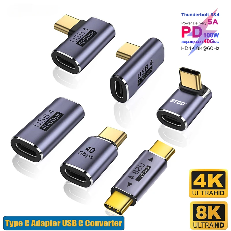 Adaptador USB-C 90° Thunderbolt Macho a Hembra en Ángulo
