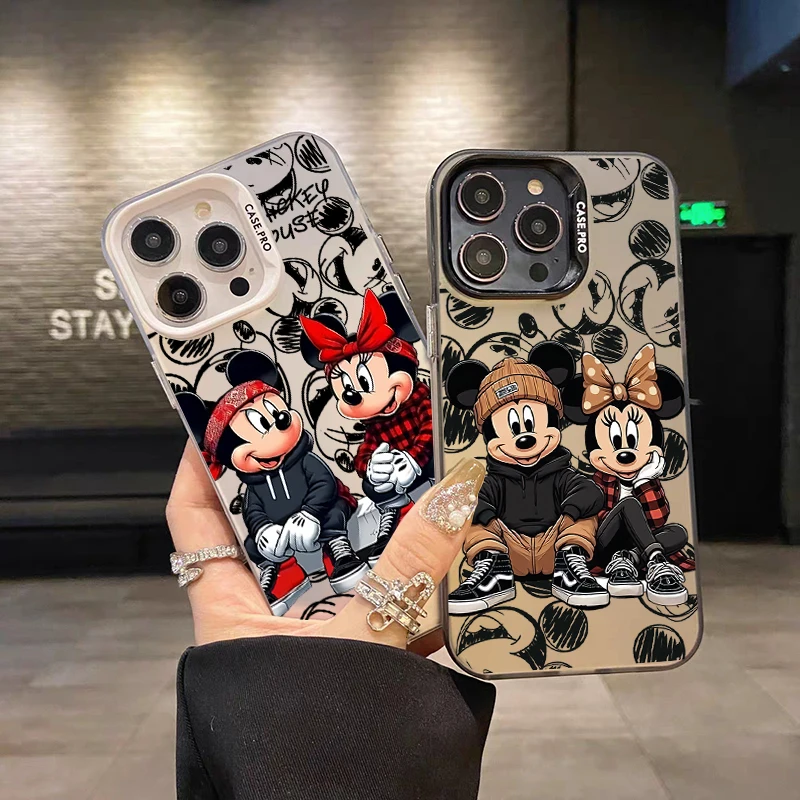 Funda de moda Disney Mickey Minnie para Iphone 17Pro 17 Air 16e 16 15 14 13 12 11 Pro Max Plus cubierta dura galvanizada a prueba de golpes - imagen 2