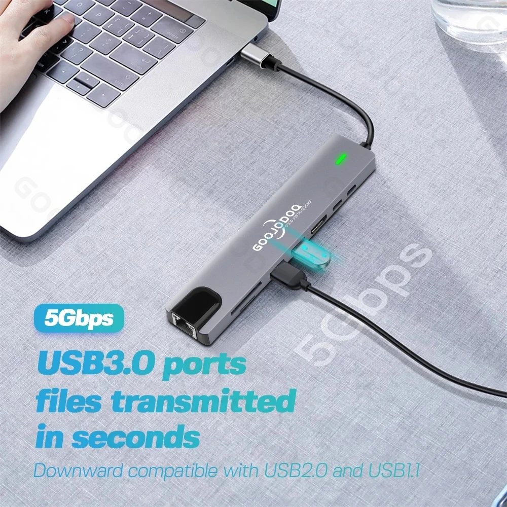 GOOJODOQ USB C HUB USB 3,0 tipo C adaptador Hub a HDMI compatible con Thunderbolt 3 PD USB C Dock para iPad Macbook Nintendo Switch - imagen 2