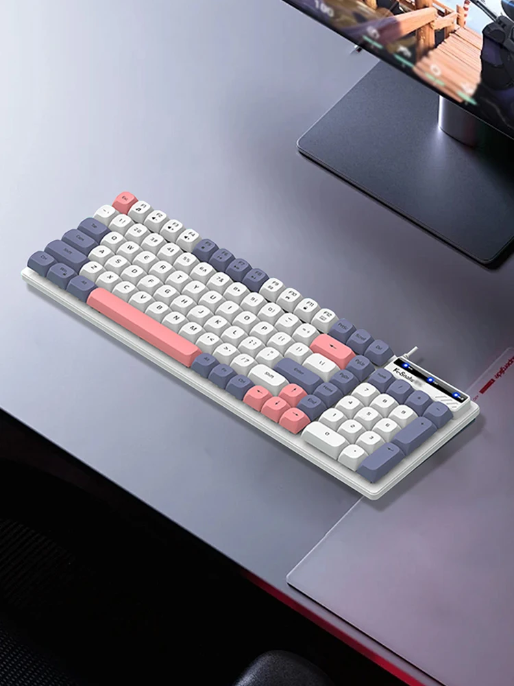 Teclado de oficina de negocios de moda, tapa de tecla esférica con suspensión de tres colores, caracteres claros y resistentes a daños, adecuado - imagen 3