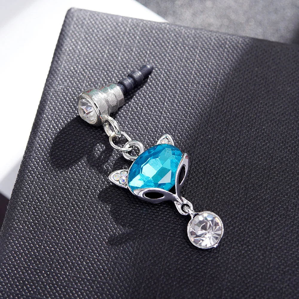 Enchufe piezas para auriculares, accesorio de aleación con diamantes de imitación, colgante de hueso de pescado, antipolvo, para teléfono de 35mm/1,38 pulgadas, 1 unidad - imagen 5