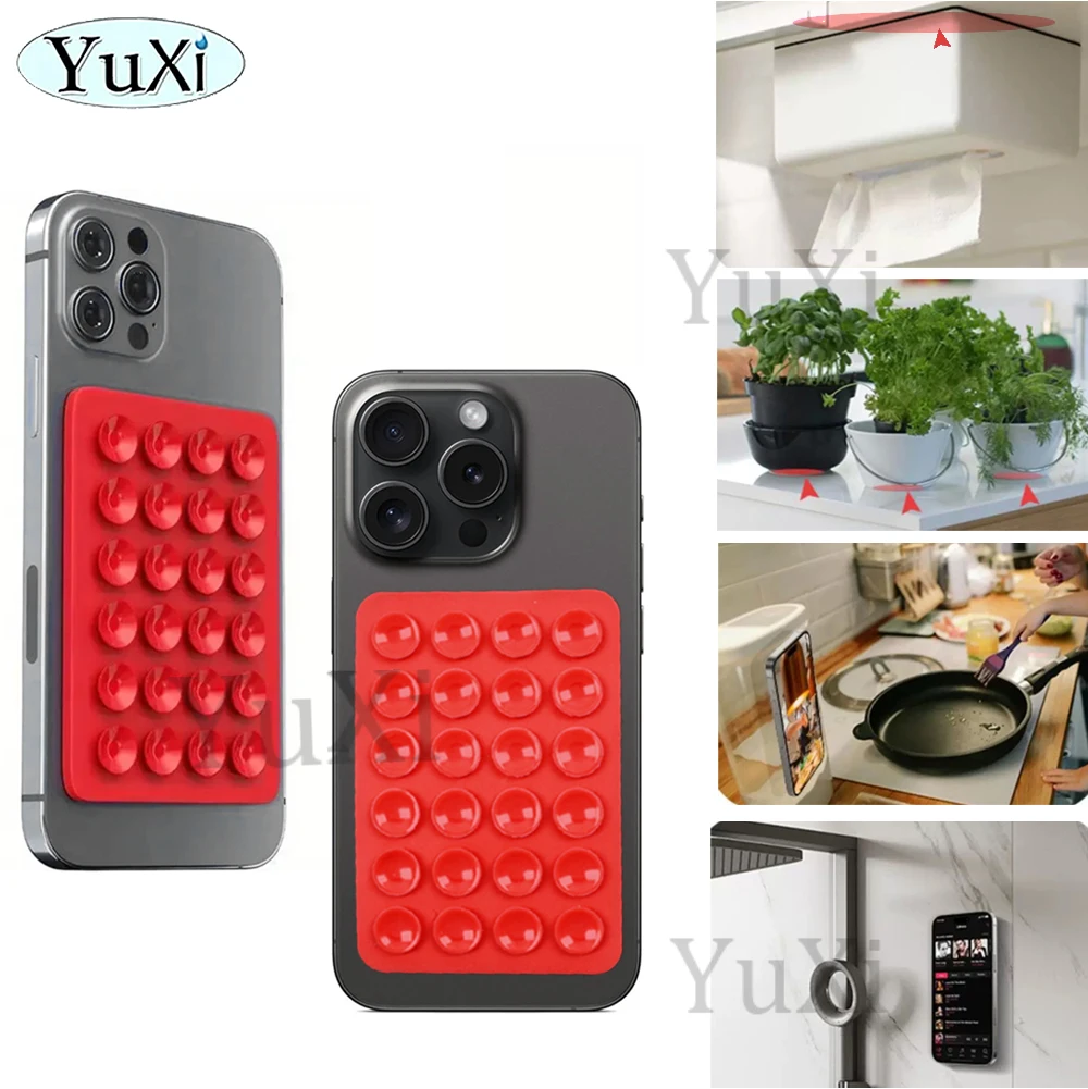 Funda de silicona con ventosa para teléfono, soporte desmontable, almohadilla con ventosa de goma para Selfies y vídeos, almohadilla fija, 2 uds. - imagen 5