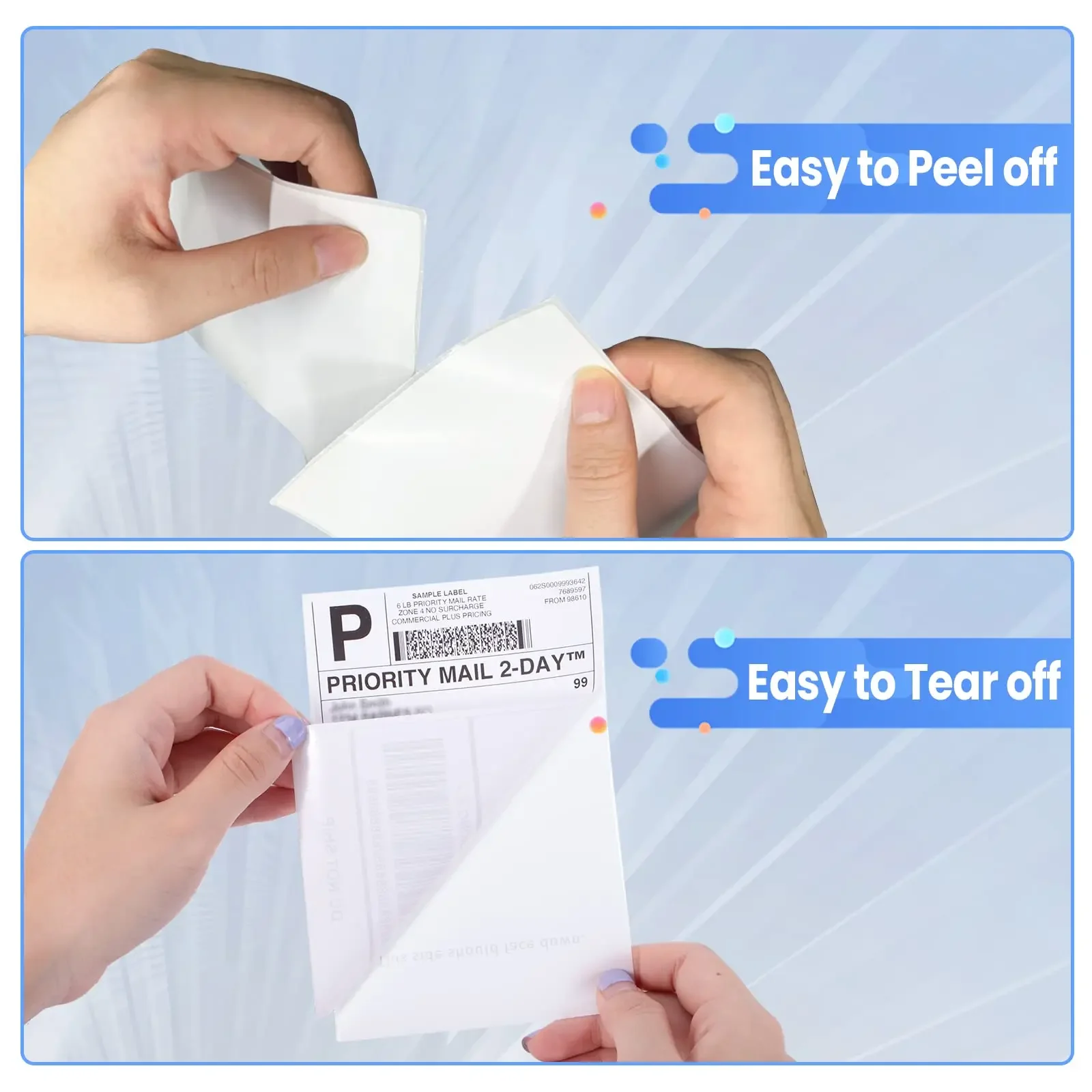 Paquete de 100 etiquetas térmicas directas Fanfold 4x6 etiquetas postales de envío directo compatibles con la impresora PM241 246S D520 - imagen 5