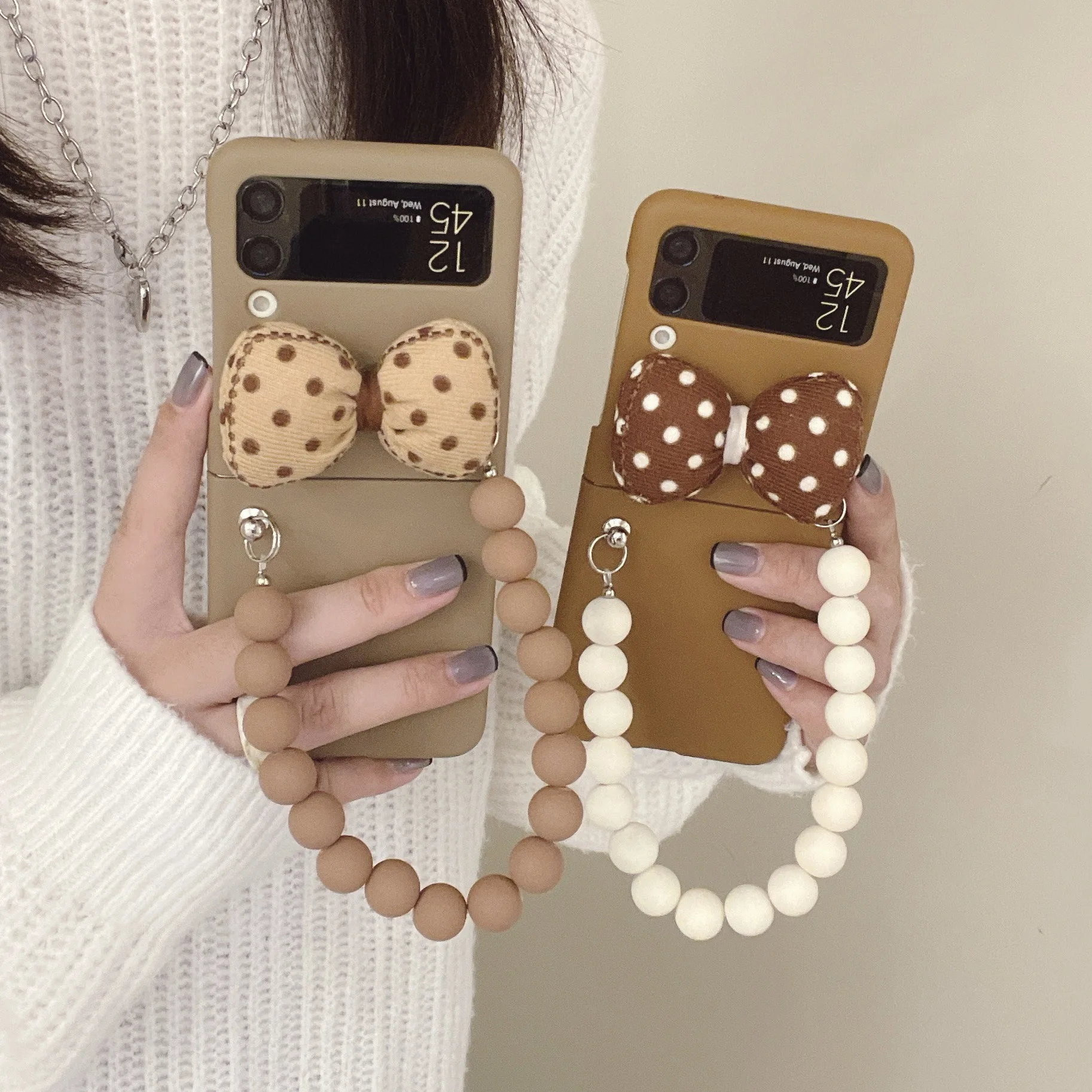 Funda de teléfono plegable con lazo coreano para Samsung Zflip3 - imagen 2