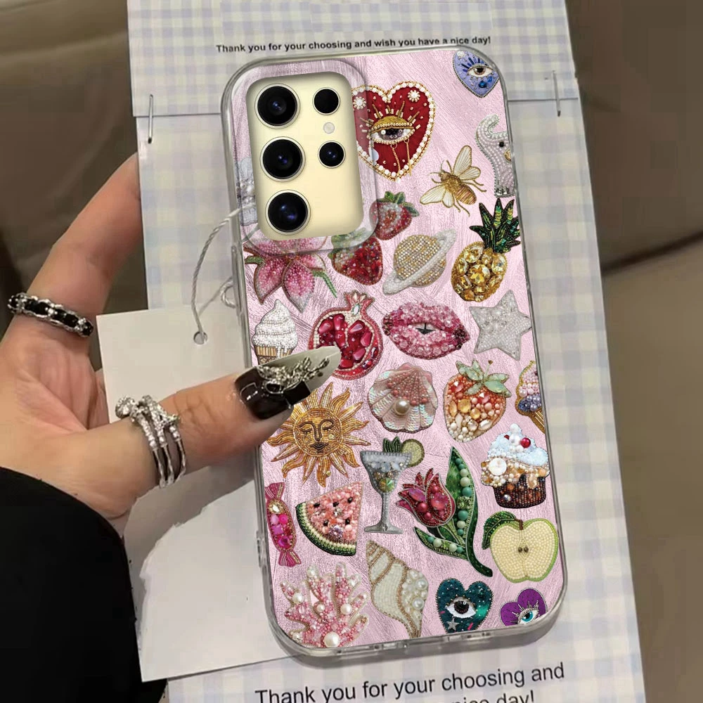 Estilo Retro cara rosa sol estrellas mujeres niñas funda de teléfono para Samsung Galaxy S25 Edge S24 S23 S22 S21 FE Plus Ultra funda de silicona - imagen 3