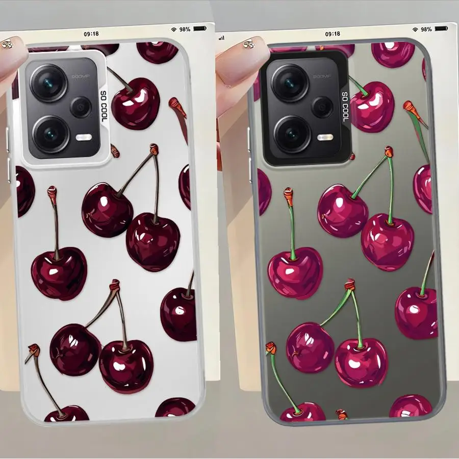 Funda trasera de teléfono para Xiaomi Mi 11 Lite 13T 12T Pro patrón de cereza de dibujos animados - imagen 3