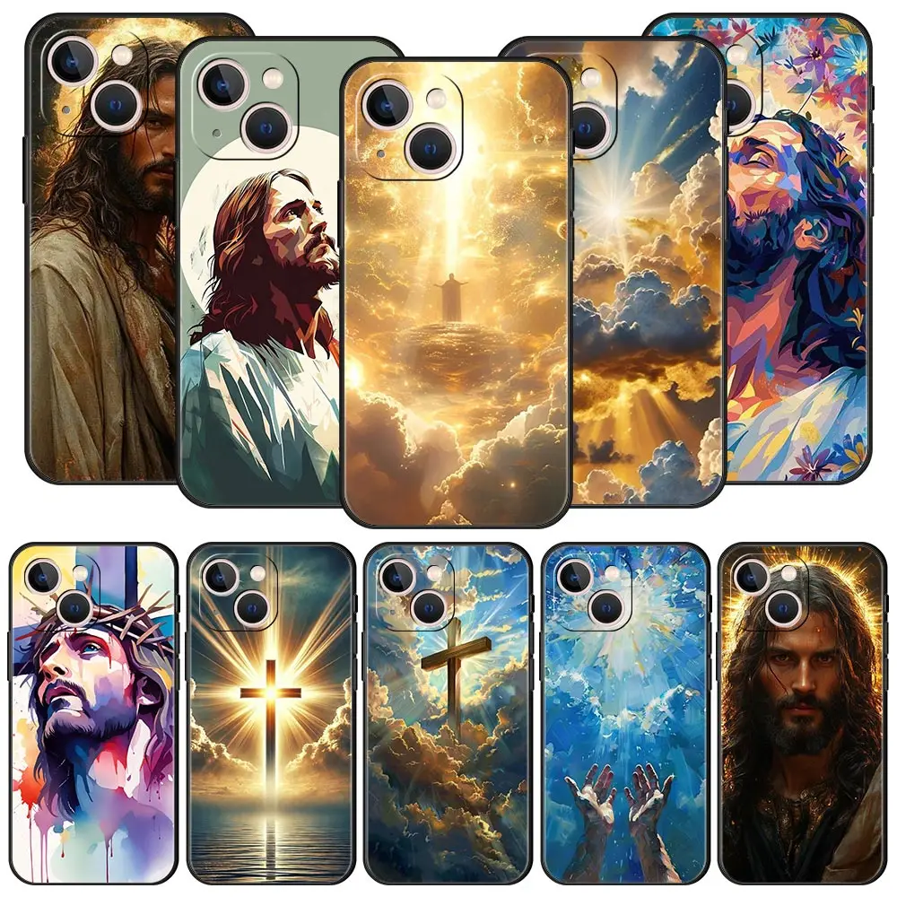 Funda de teléfono fe cristiana religiosa Jesús para iPhone 16 13 15 14 12 11 Pro MAX XR X SE XS 7 8 Plus funda suave de TPU