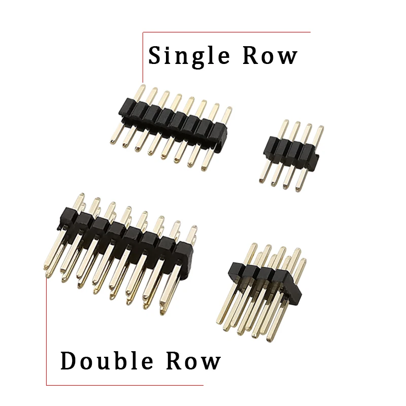 Cabezal de Pin de paso chapado en oro para Arduino, tira de conector de placa PCB de 10 piezas, 1,27mm, una fila o doble, 2P ~ 50 pines - imagen 2