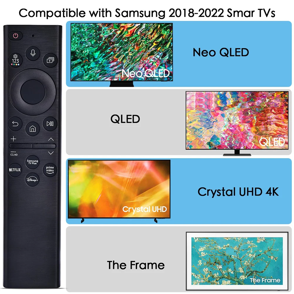 BN59-01385A de control remoto por voz para televisores Samsung Smart TV 2019-2023 Crystal UHD Neo QLED OLED 4K 8K Series (sin función solar) - imagen 2