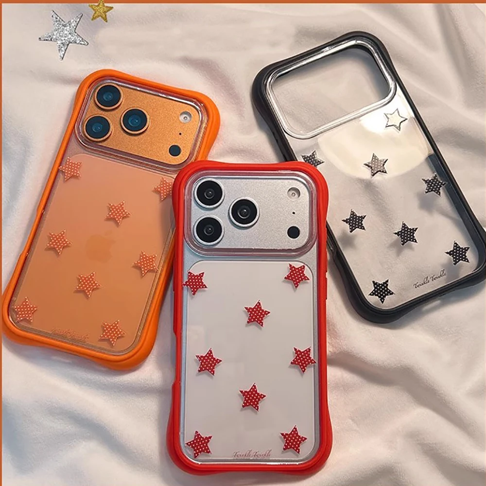 Para iphone 17promax funda de teléfono transparente con estampado de estrella de cinco puntas para iPhone 17pro 17 16 15 14 Pro Max cubierta anticaída a prueba de golpes - imagen 2