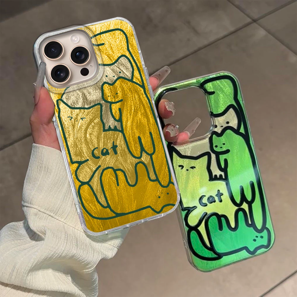 Fundas de teléfono con diseño de gato y grafiti de línea bonita para Apple iphone 16 15 14 7 Plus 13 Pro Max X XS XR 7 16e, funda trasera de silicona suave - imagen 5