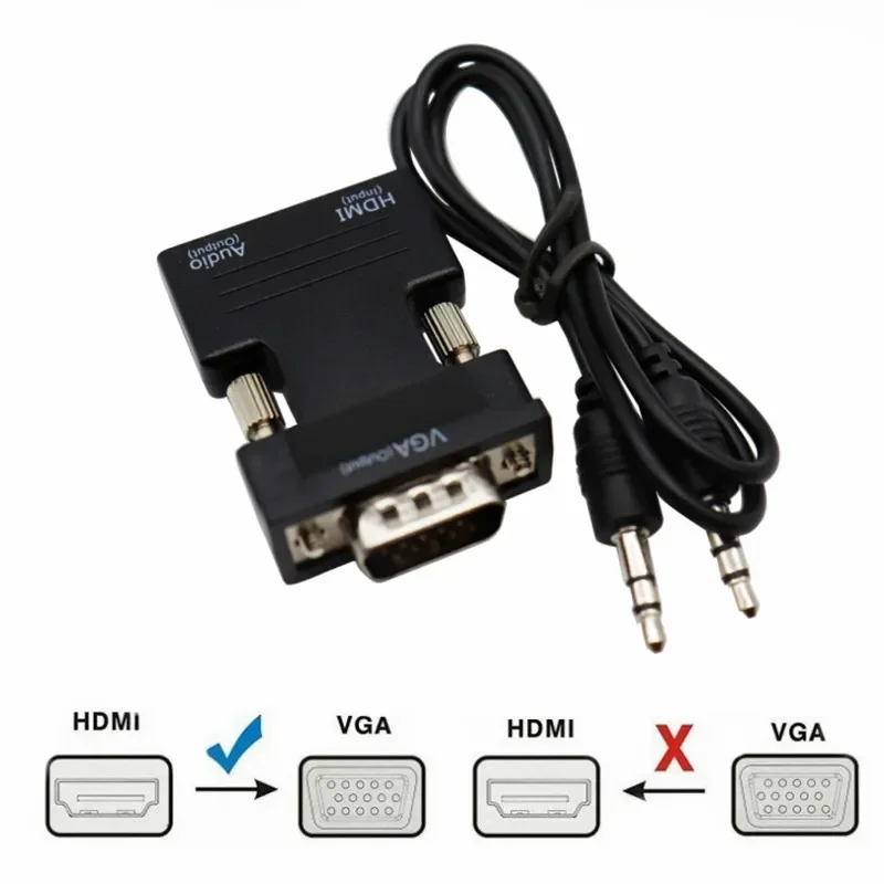 Adaptador convertidor HDMI compatible con VGA, adaptador VGA 1080P, conector de Audio de 3,5 MM para PC, escritorio, portátil a proyector HDTV, Audio y vídeo - imagen 2