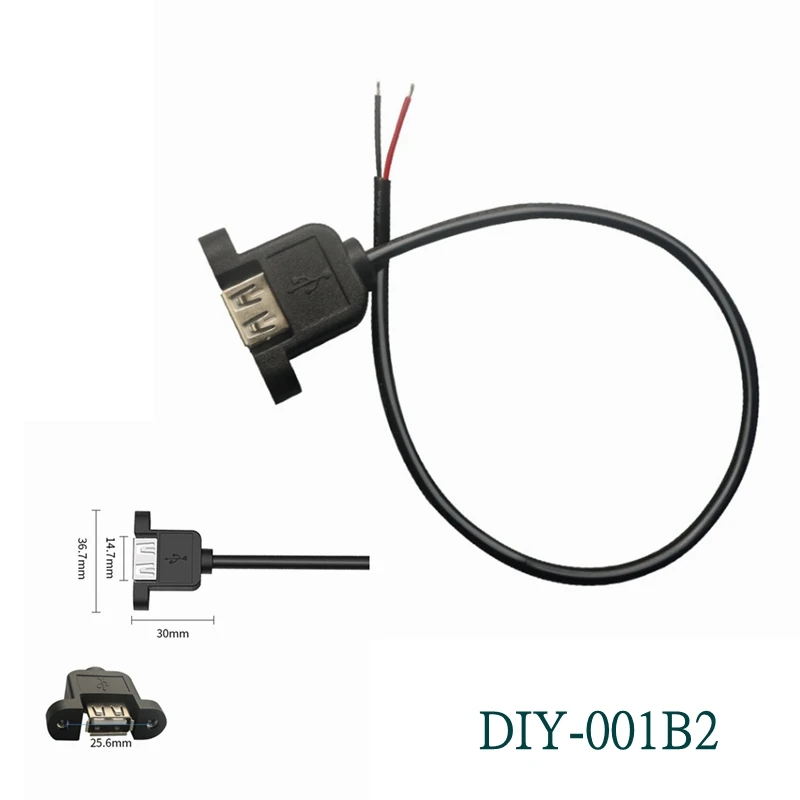 Cable de fuente de alimentación USB de 5V, 2 pines A hembra con orificios de Tornillo de montaje macho de 4 pines, cargador de Cable de carga, Conector de extensión DIY - imagen 4