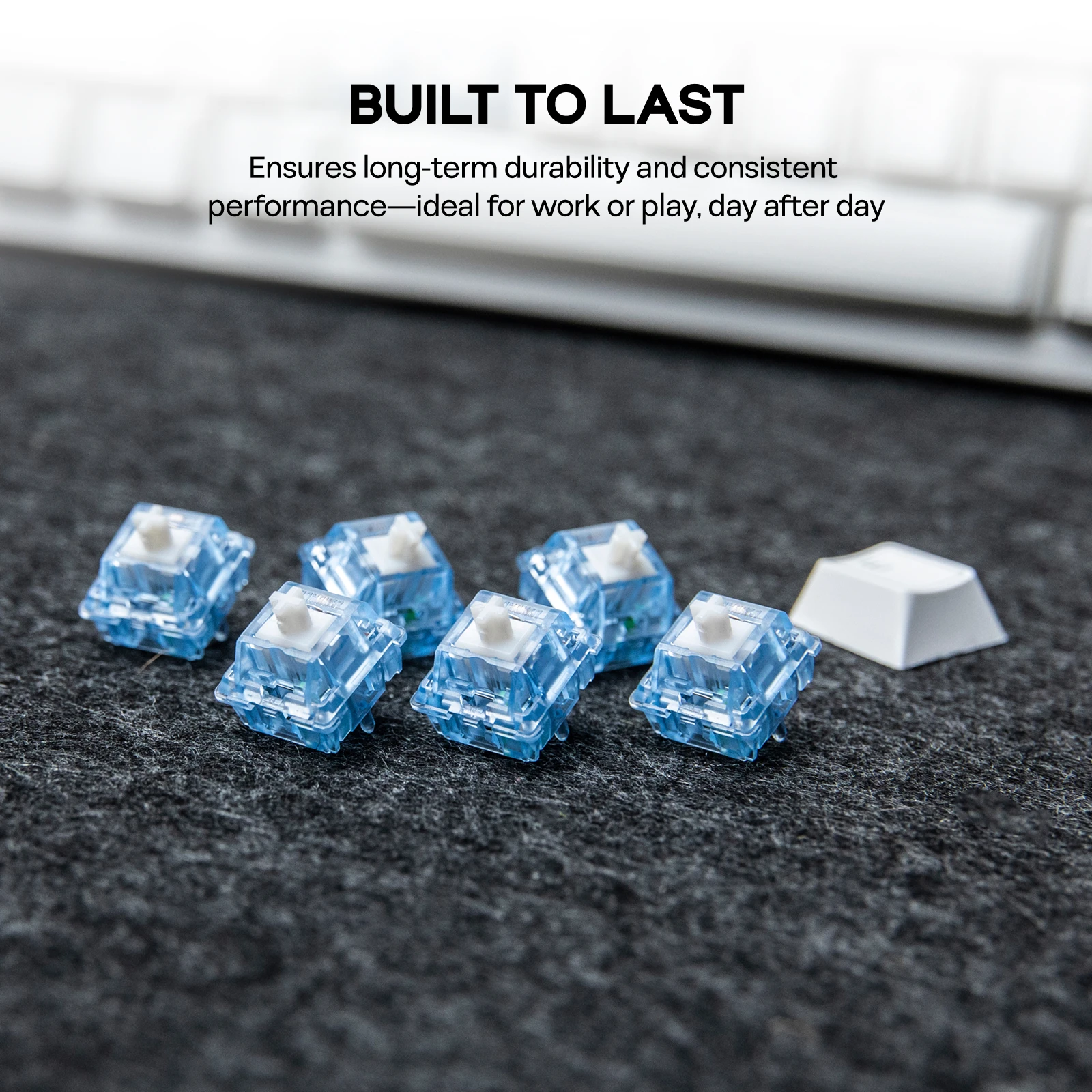 100 piezas EPOMAKER Aqua Switch Set Clicky 5 pines interruptores lubricados de fábrica con vástago UPE Compatible con teclas de estructura MX - imagen 3