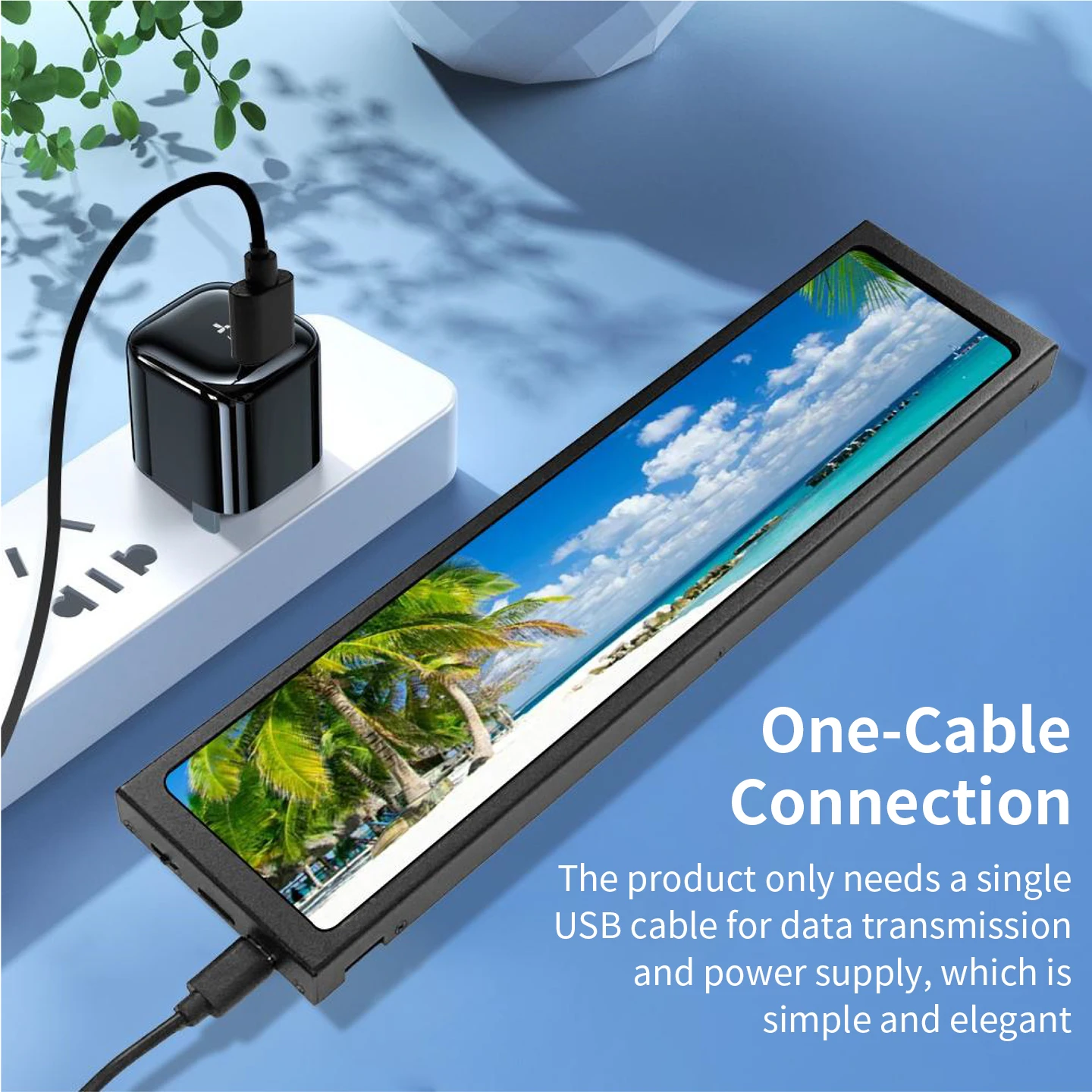 Pantalla secundaria de computadora USB tipo C LCD IPS 1920x440 de 11,26 pulgadas 170 °   Monitor de visión amplia Reproductor de vídeo Álbum de fotos electrónico - imagen 4