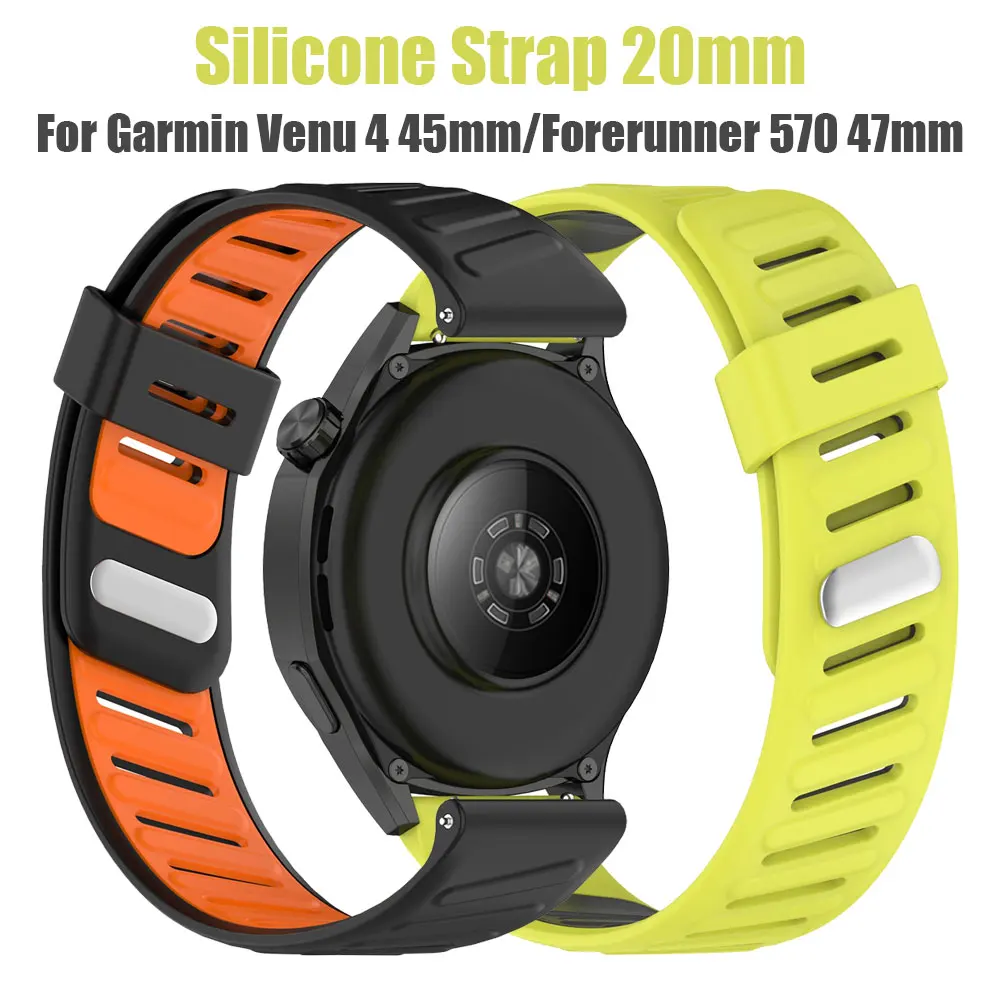 Correa de reloj de silicona de 22mm para Garmin Venu 4 3 2 45mm/Forerunner 570 47mm 265 255 Music/Vivoactive 4 correas de reloj de repuesto