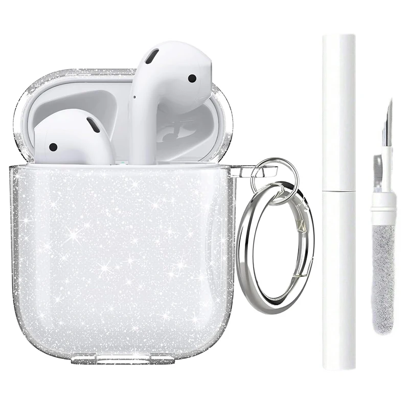 Adecuado para AirPods 4 funda protectora con brillo rosa transparente con brillante con llavero Gor AirPods Pro2 3 hombre y niña