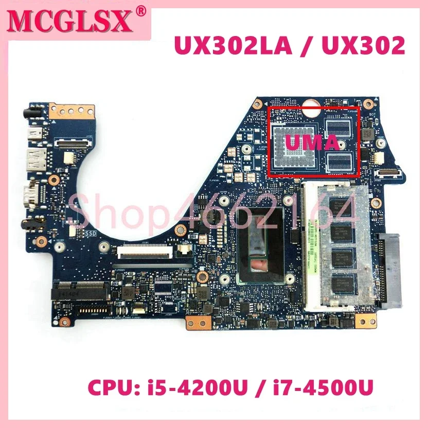 Placa base UX302LA i5-4200U CPU 2GB-RAM para ASUS UX302LA UX302LG UX302LNB UX302 placa base para ordenador portátil 100% probado OK - imagen 2