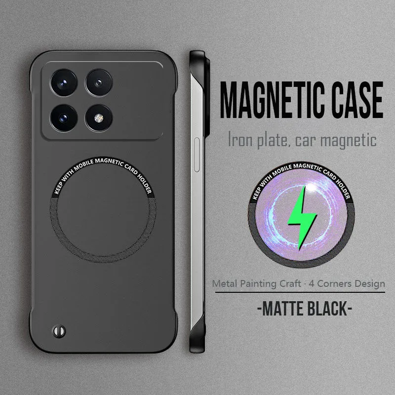 Funda de teléfono sin marco ultrafina con patrón de pintura de Metal magnético para Xiaomi Poco X7 X6 F6 F5 Pro F3, fundas de carga inalámbrica - imagen 4