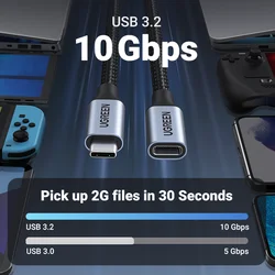 UGREEN Cable USB-C Thunderbolt 3 – Extensión Nintendo Switch MacBook Pixel