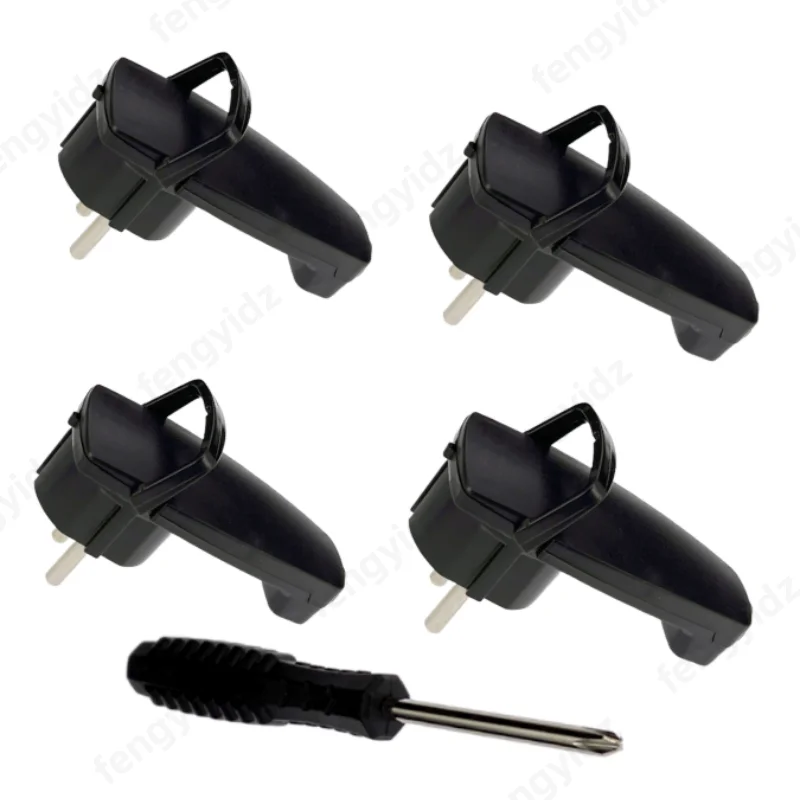 Adaptador de enchufe Schuko UE de 4 Uds., enchufe de ángulo plano con mango plegable, enchufe eléctrico recargable de repuesto para enchufe de alimentación europea