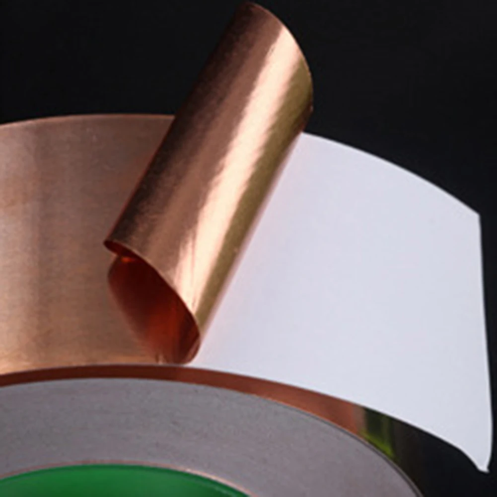 Cinta de lámina de cobre conductora de 5m, autoadhesiva, barrera de caracol, doble cara, 25mm, para reparaciones eléctricas