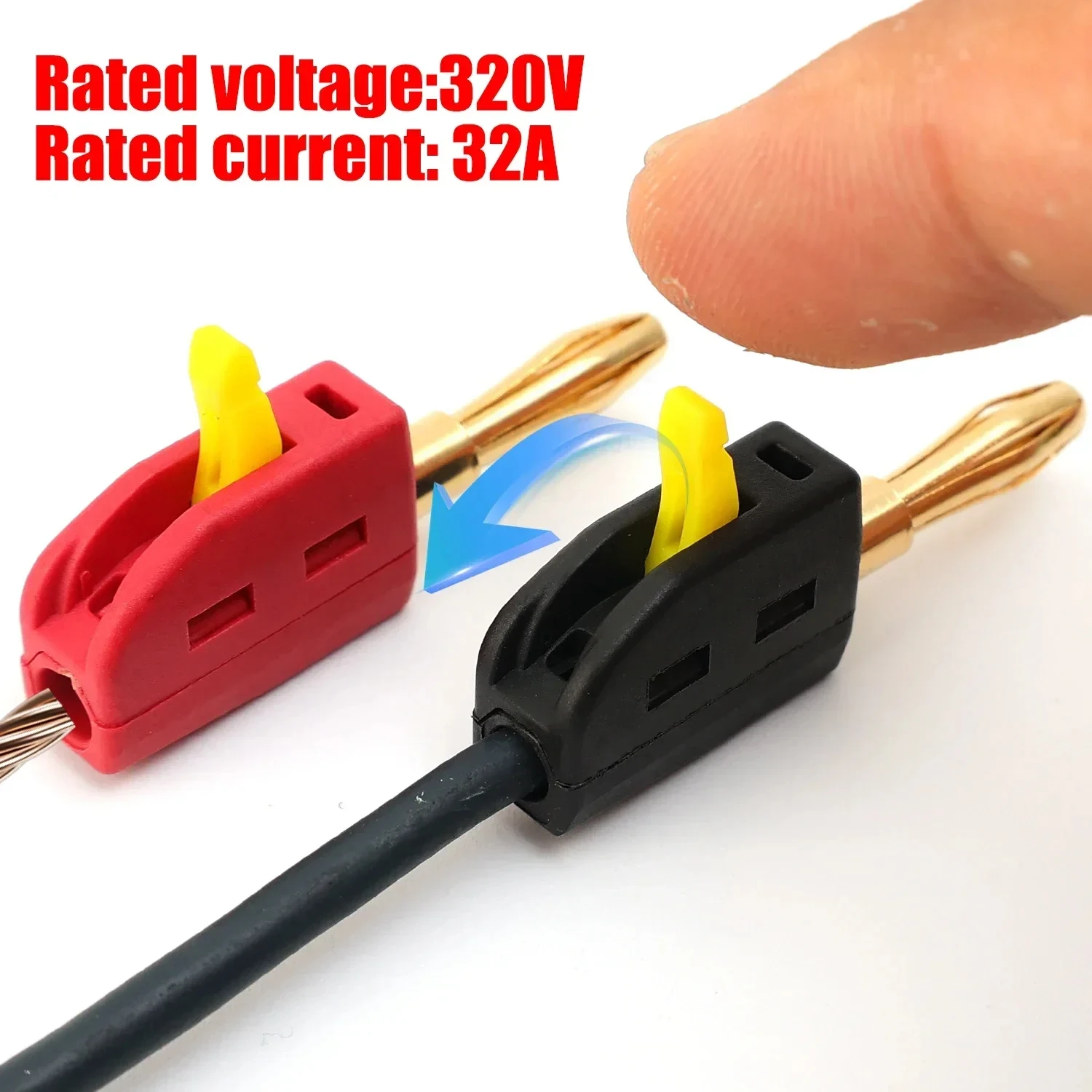 Conector Banana de 4mm, conexión rápida de alta corriente, latón chapado en oro, carcasa ignífuga, conector Banana 32A, prueba eléctrica sin soldadura