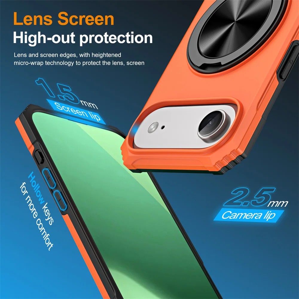 Funda de teléfono con soporte plegable magnético, armadura de doble capa de lujo para iPhone 16 17 Pro Max Air 15 14 13 12, funda trasera protectora antideslizante - imagen 5