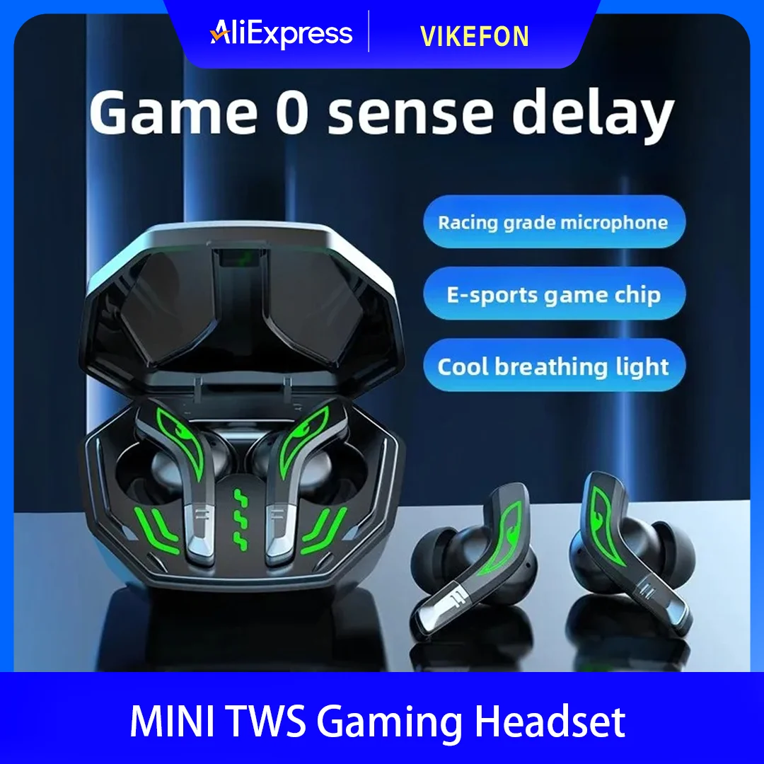 Auriculares para juegos TWS, intrauditivos inalámbricos de bajo retardo, cabina de carga tipo c para escuchar música, entretenimiento de ocio