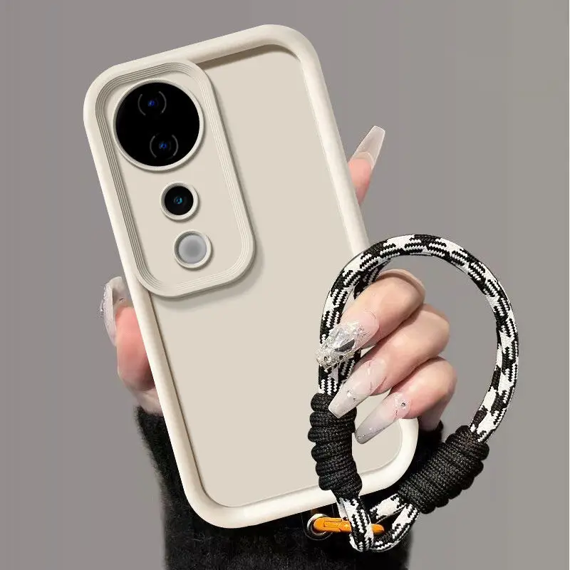Para Vivo V40 funda vivo v40 Pro T3 Ultra funda de teléfono cordón tejido cubierta trasera mate sensación de piel protección funda a prueba de golpes - imagen 2