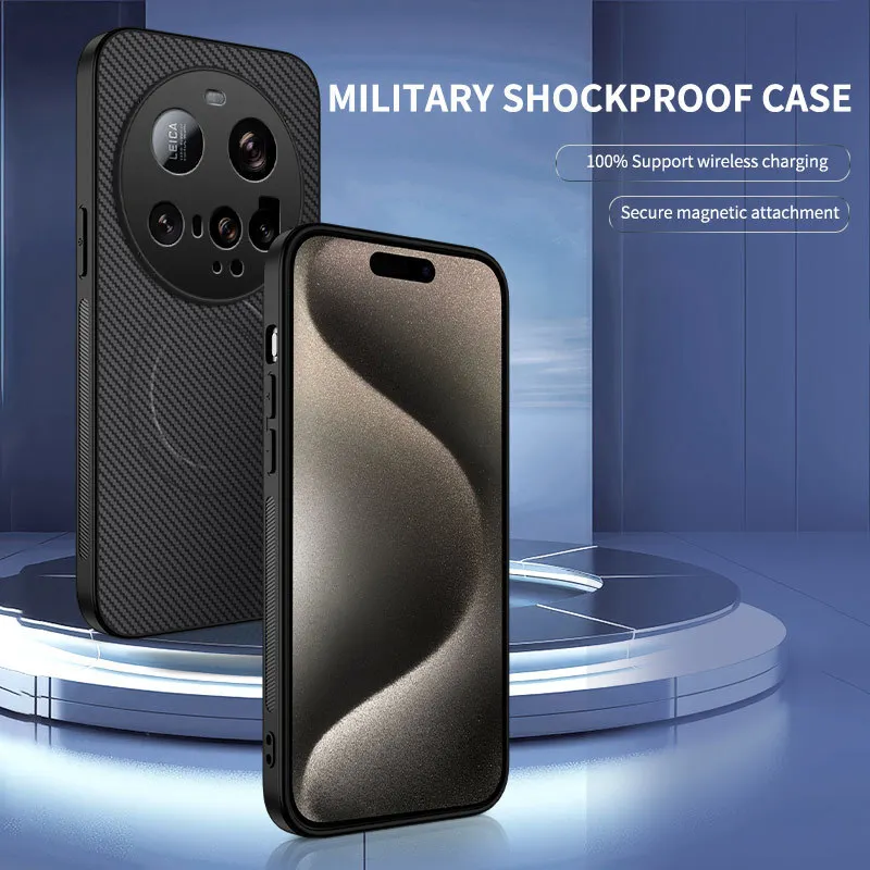 Funda para Xiaomi 15 Ultra Poco F7 Ultra X7 Pro diseño de fibra de carbono Magsafe cubierta magnética para Xiaomi 15Ultra parachoques a prueba de golpes - imagen 3
