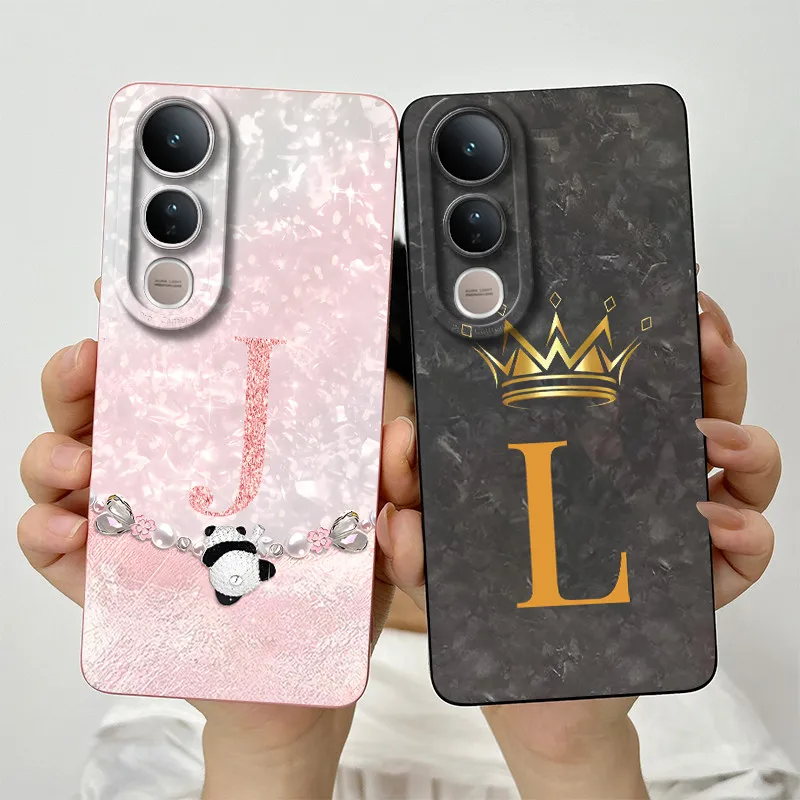 Para Vivo V50 Lite funda V2441 moda corona letras teléfono Shell suave silicona líquida contraportada protección completa parachoques a prueba de golpes