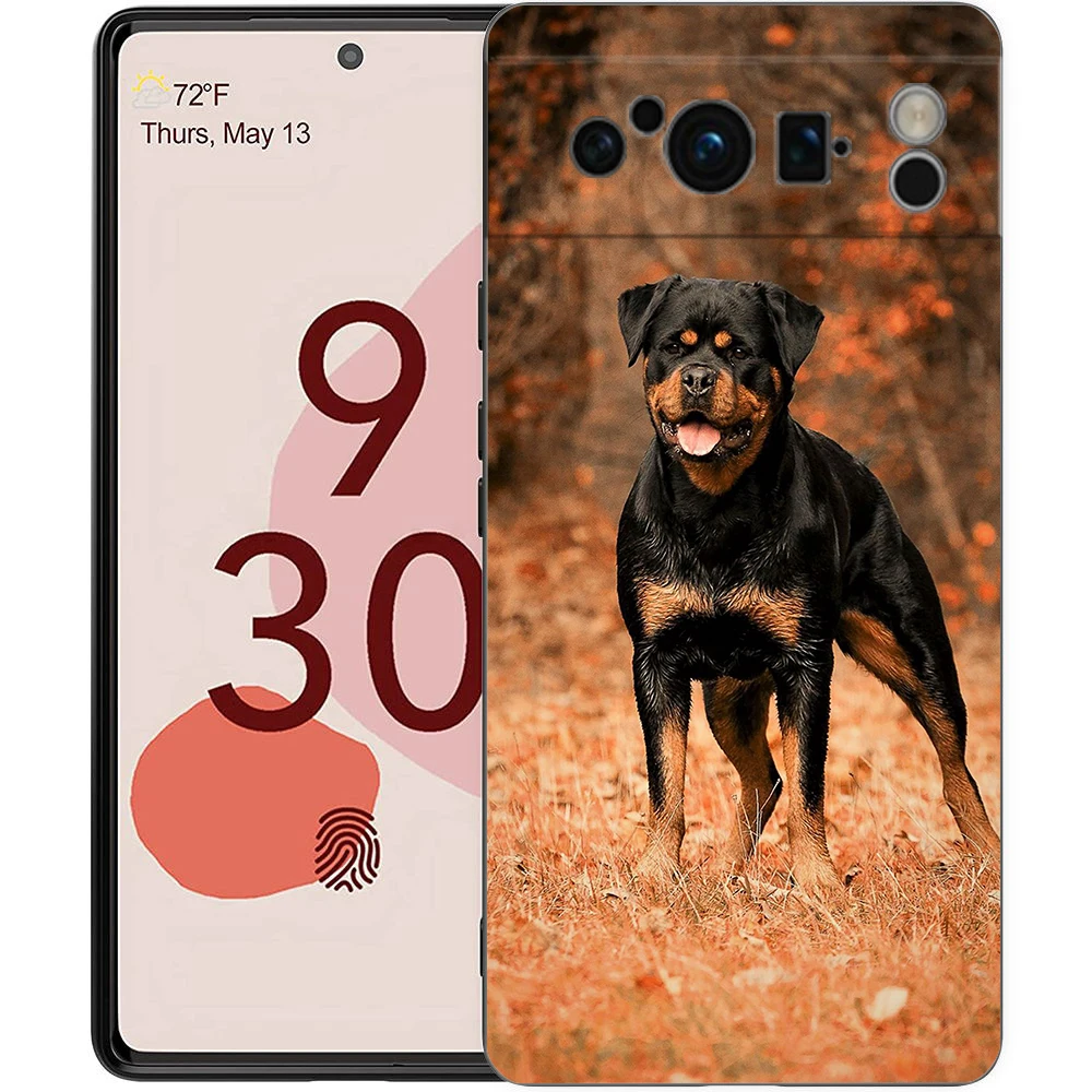Funda de teléfono Rottweiler Dog para Google Pixel 10 9 8 7 6 Pro XL 9A 8A 6A 7A 5G cubierta negra de TPU suave a prueba de golpes - imagen 5