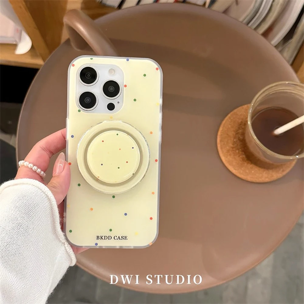 Funda de teléfono Tok con agarre magnético de lunares y flores de perlas 3D para iPhone 17 16 15 14 13 Pro Max carga inalámbrica para funda Magsafe - imagen 4