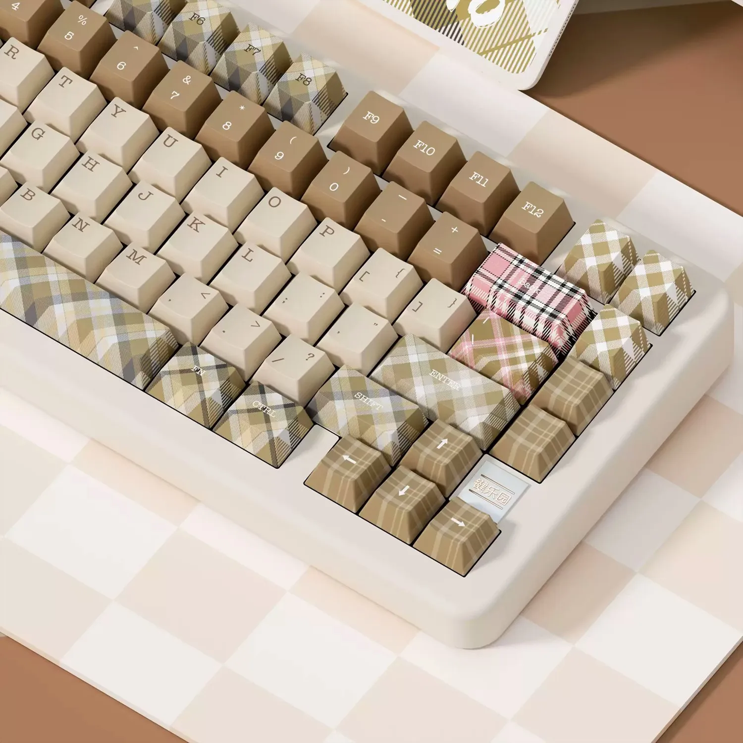 Teclas con tema de oso a cuadros Retro, teclas con perfil de cereza, teclas PBT originales, 138 teclas, interruptor MX personalizado, tapas para teclado mecánico - imagen 2