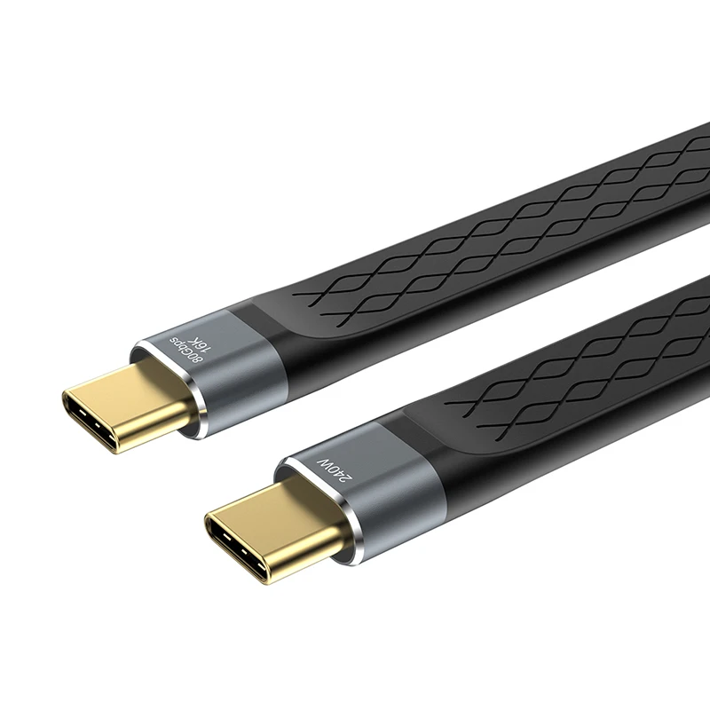 Cable corto USB C a USB C de 240W y 40GB, Cable de carga rápida tipo C, transferencia de datos de 40Gbps, Cable de extensión de carga de datos plano de 16K - imagen 3