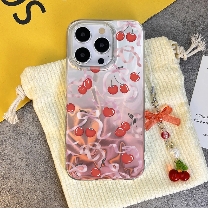 Funda con lazo de cereza y flor para Samsung Galaxy S25 S24 Ultra S23 S22 Plus S20 FE S21 Ultra A14 A34 A54 A15 A25 A35 A55 A36 - imagen 3